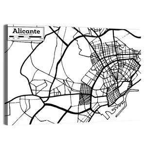 Alicante City Map Wall Art