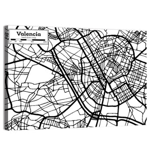 Valencia City Map Wall Art