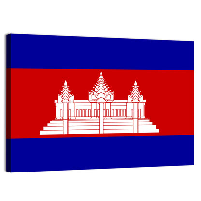 Cambodia Flag with Angkor Wat Emblem Wall Art