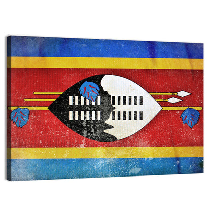 Eswatini Flag with Shield Emblem Wall Art