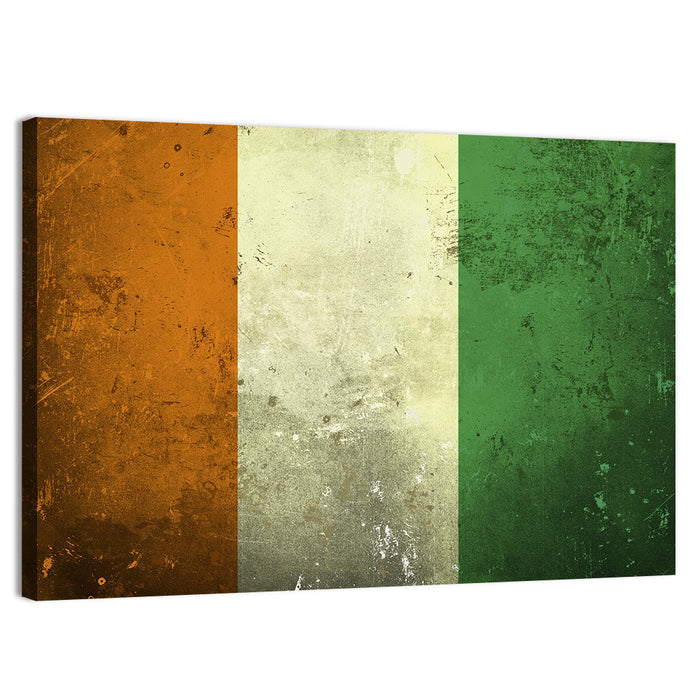 Ivory Coast Vintage Flag Wall Art as a canvas print