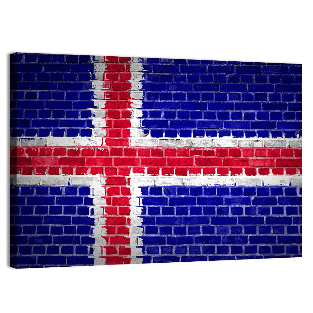 Iceland Flag on Brick Wall Art