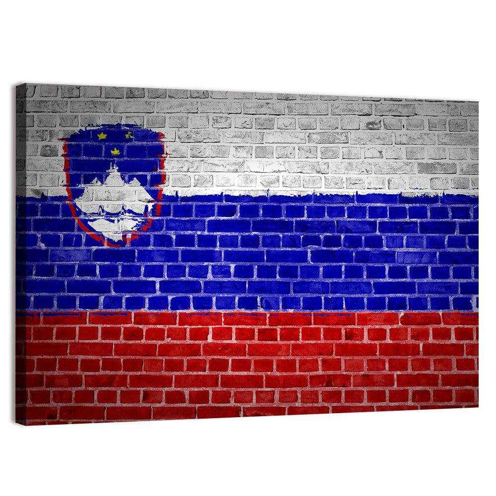 Slovenia Flag on Weathered Brick Wall Art