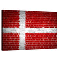 Denmark Flag on Weathered Brick Wall Art
