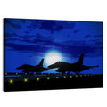 Moonlit Fighter Jets on Runway Wall Art