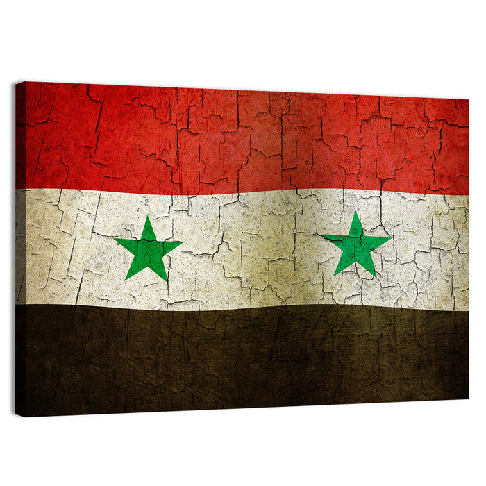 Syrian Flag Weathered Texture Wall Art as a canvas print