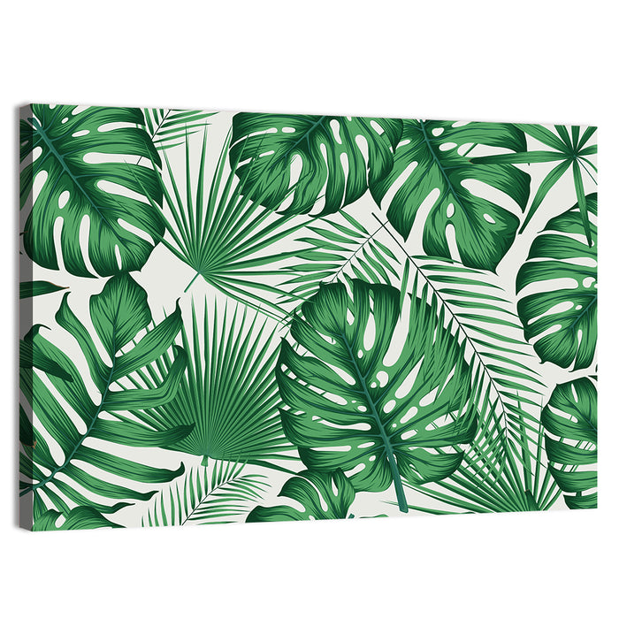 Layered Tropical Leaves Wall Art as a canvas print
