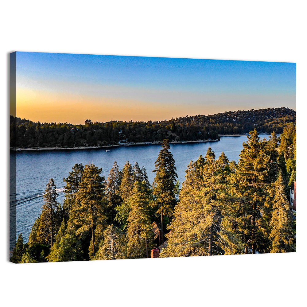 Lake Arrowhead Sunset Over Pines Wall Art