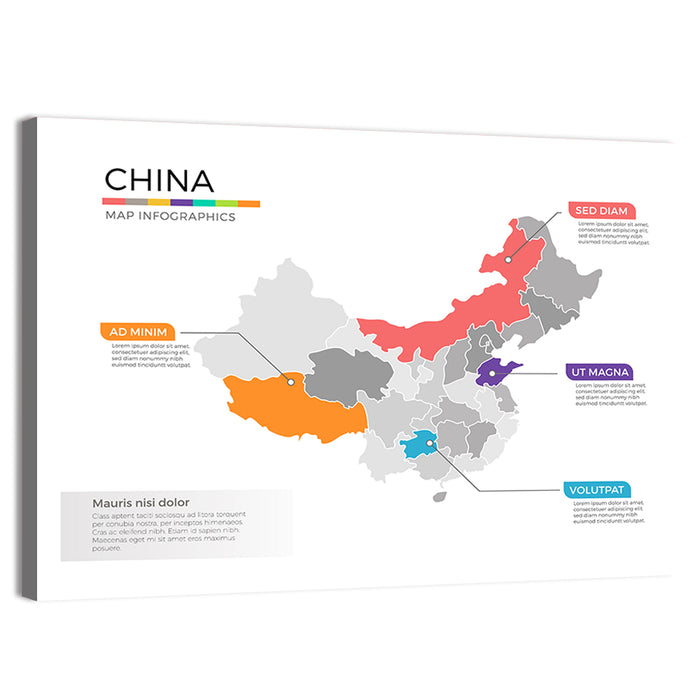 China Map Infographic Wall Art as a canvas print