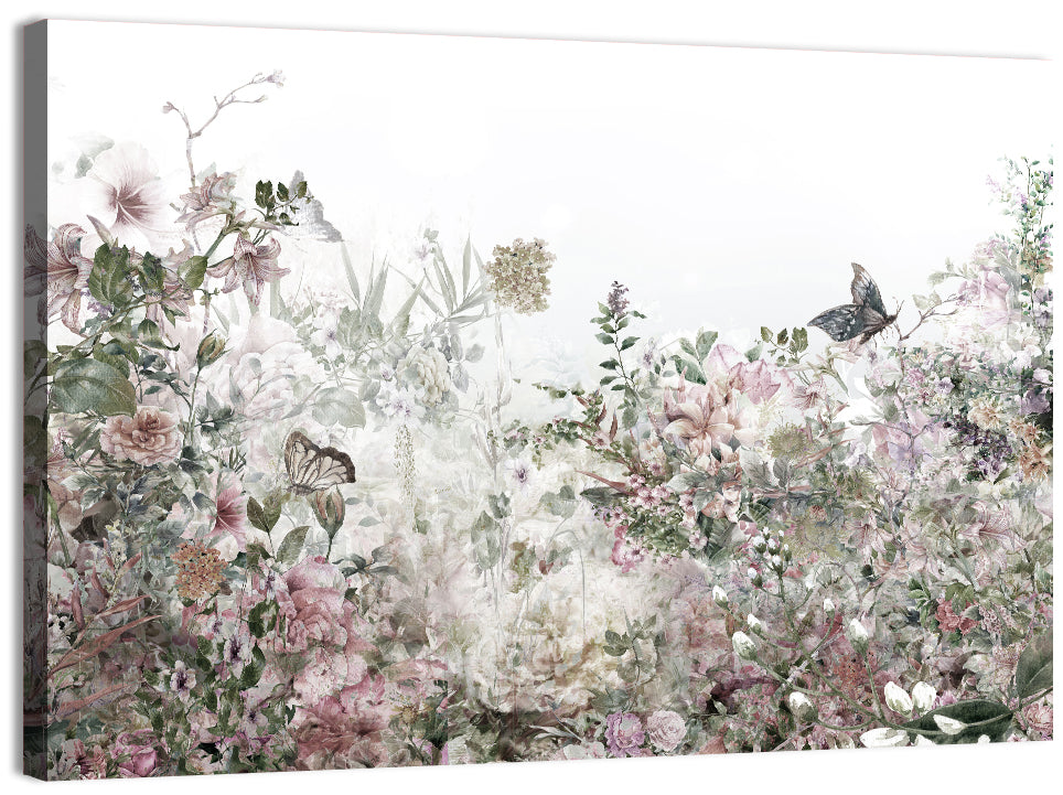 Faded Watercolor Floral Garden Wall Art, canvas print, landscape