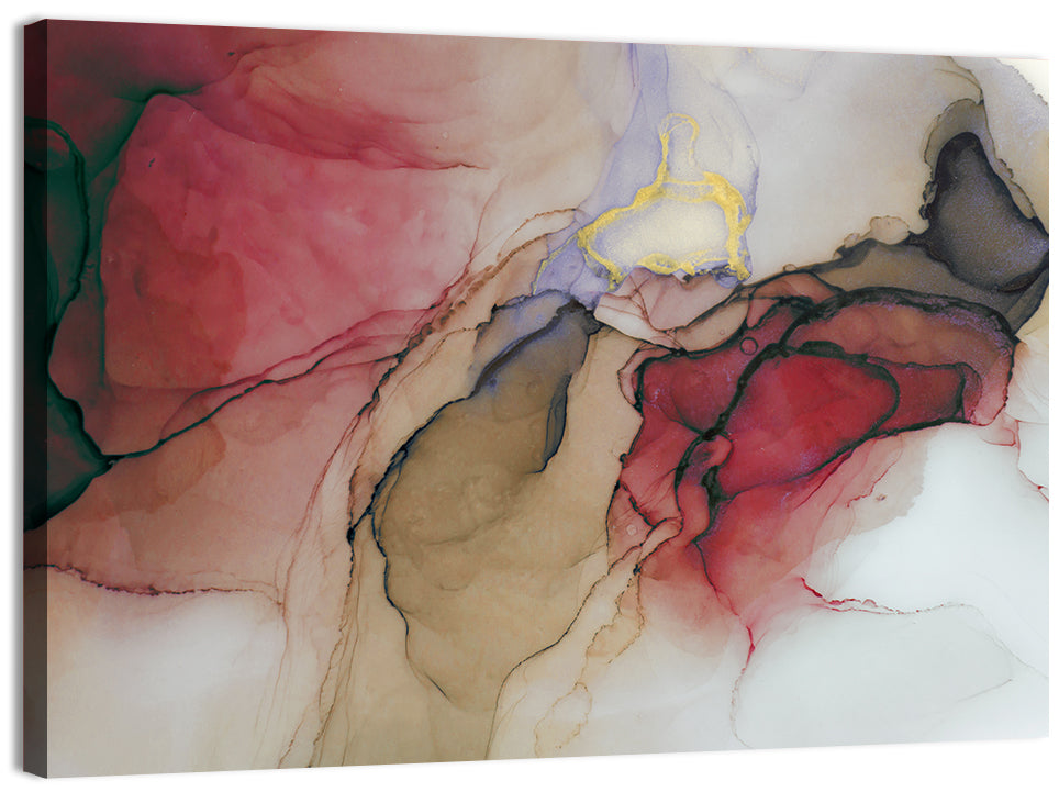 Ink Wash Swirl with Gold Leaf Wall Art, canvas print, landscape