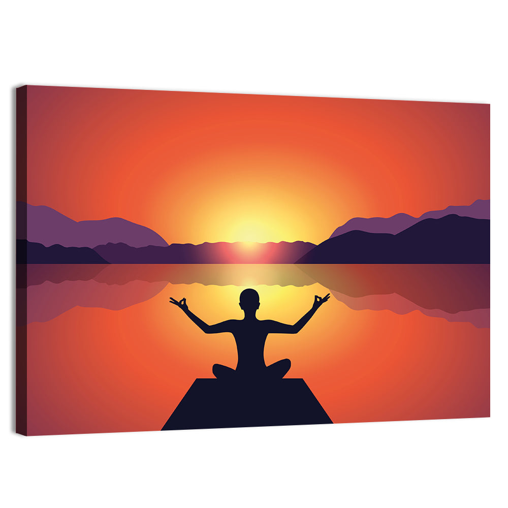 Peaceful Meditation Silhouette Wall Art, canvas print, landscape