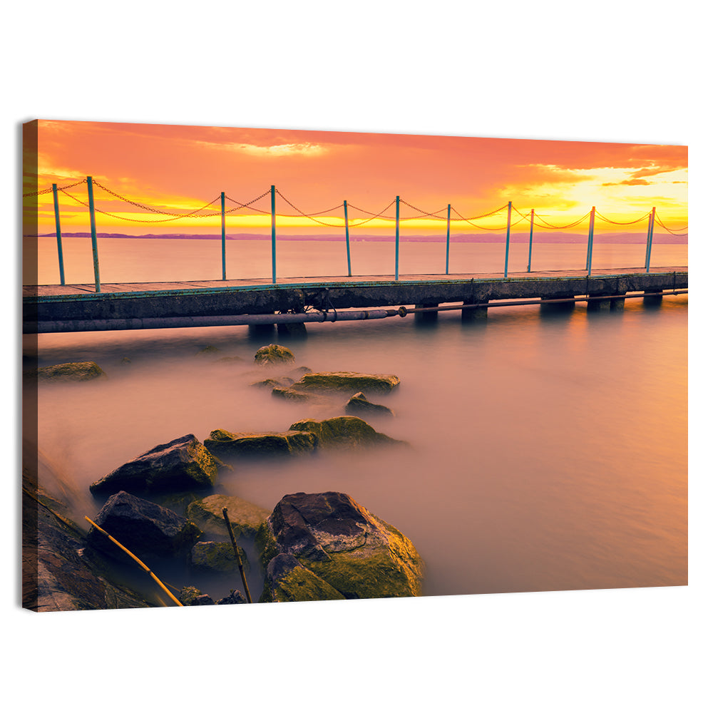 Lake Balaton Sunset Pier Wall Art
