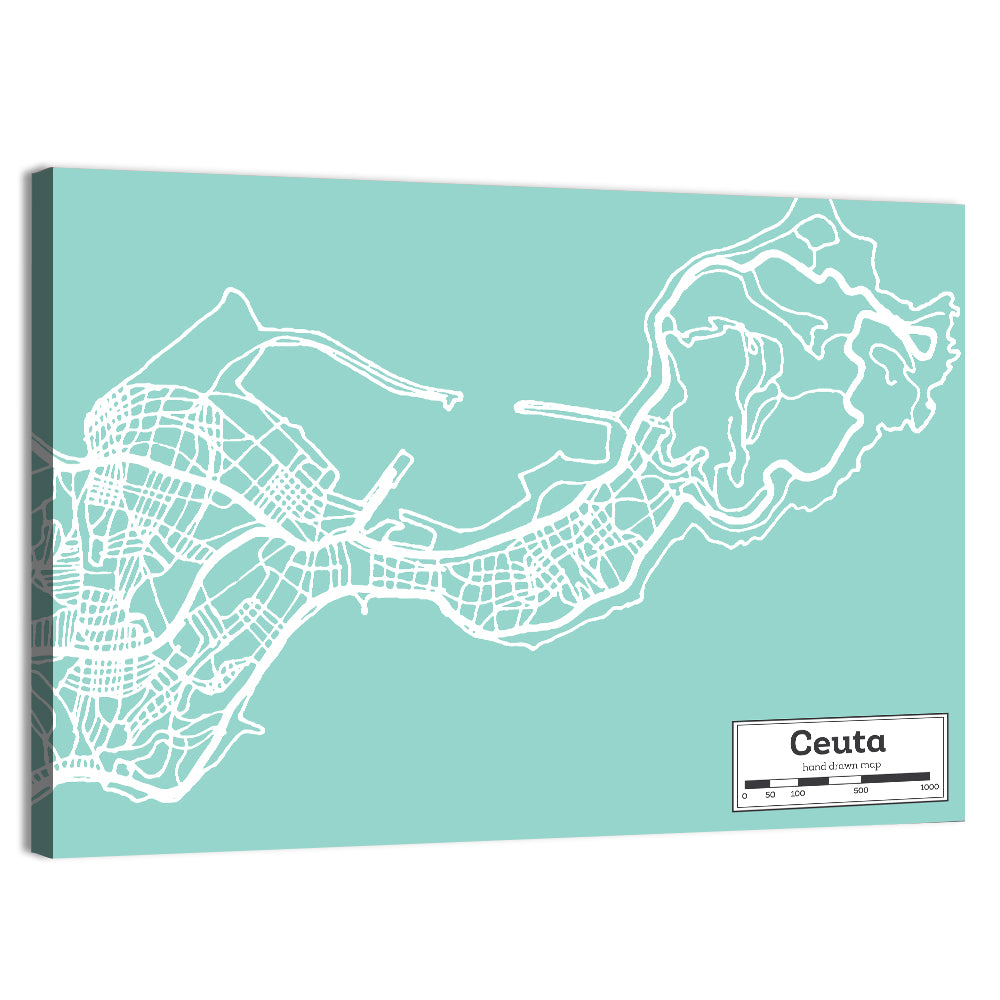 Ceuta City Map Wall Art