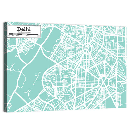 Delhi City Map Wall Art