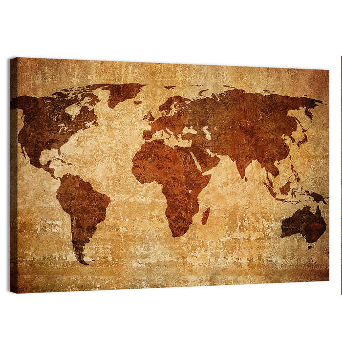 Grunge World Map Wall Art as a canvas print