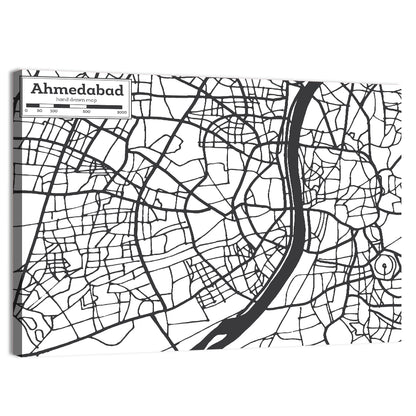 Ahmedabad City Map Wall Art