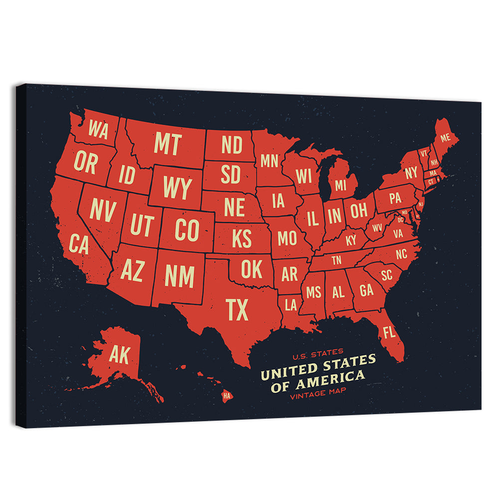 Vintage United States Map Wall Art