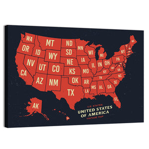 American States Map Wall Art