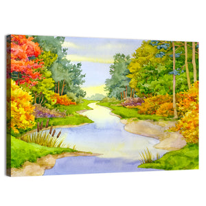 Autumn Forest Creek Flows Wall Art