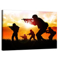 Soldiers Silhouette at Sunrise Wall Art