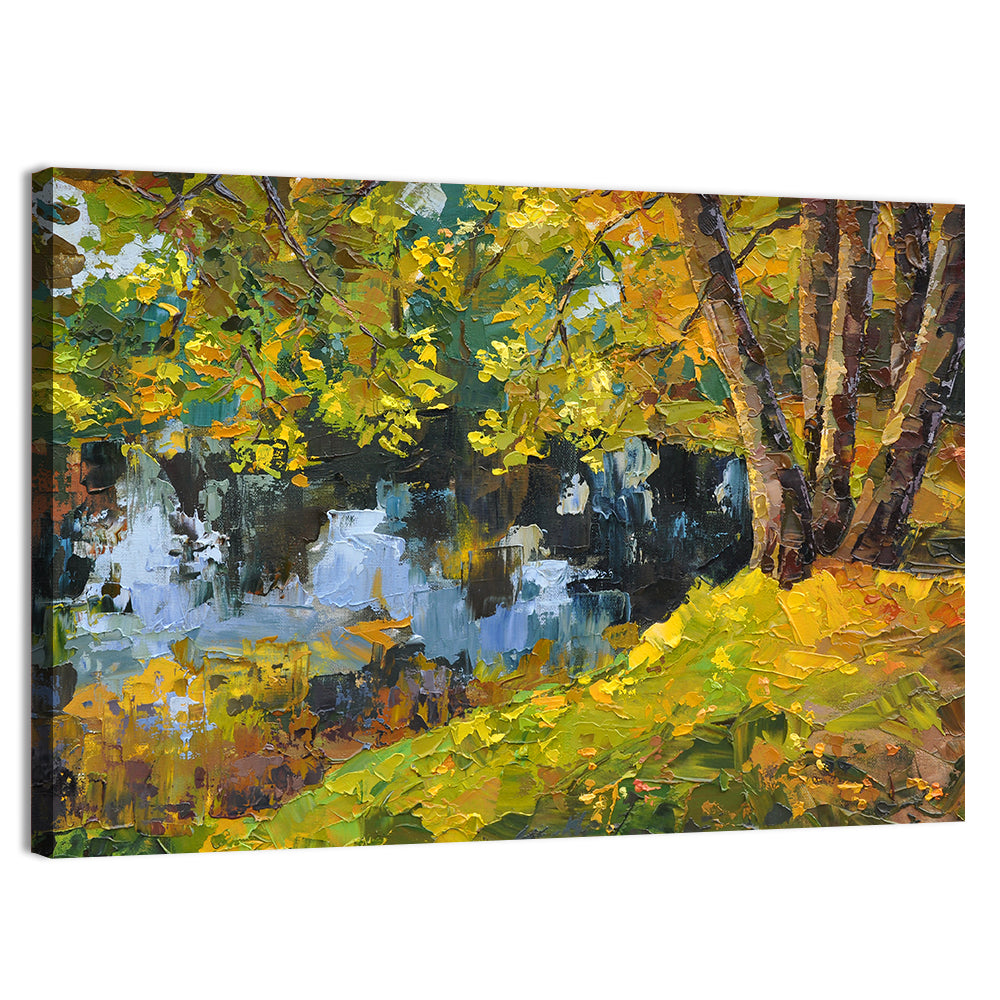 Autumn Riverbank Reflections Wall Art