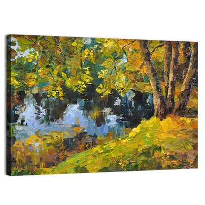 Autumn Riverbank Reflections Wall Art