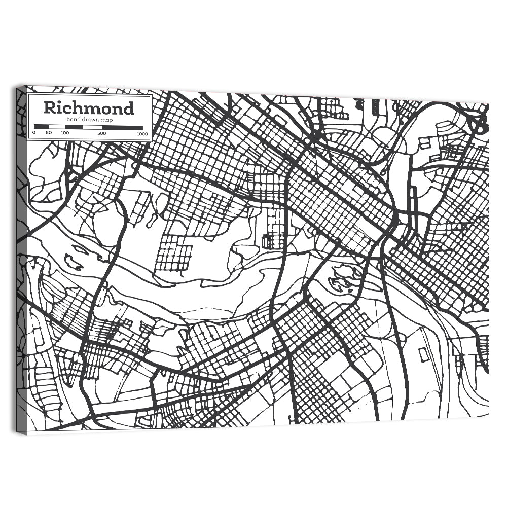 Richmond City Grid Map Wall Art
