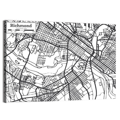 Richmond City Grid Map Wall Art