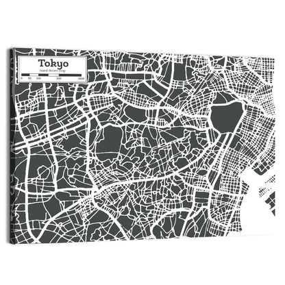 Tokyo City Map Wall Art