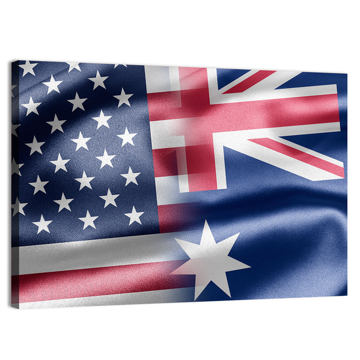 American and Australian Flag Composite Wall Art as a canvas print