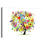 Colorful Floral Tree with Butterflies Wall Art