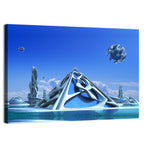 Futuristic Glass Pyramid City Wall Art