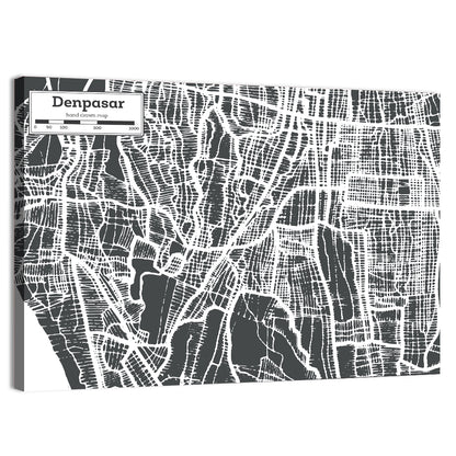Denpasar Street Grid Map Wall Art