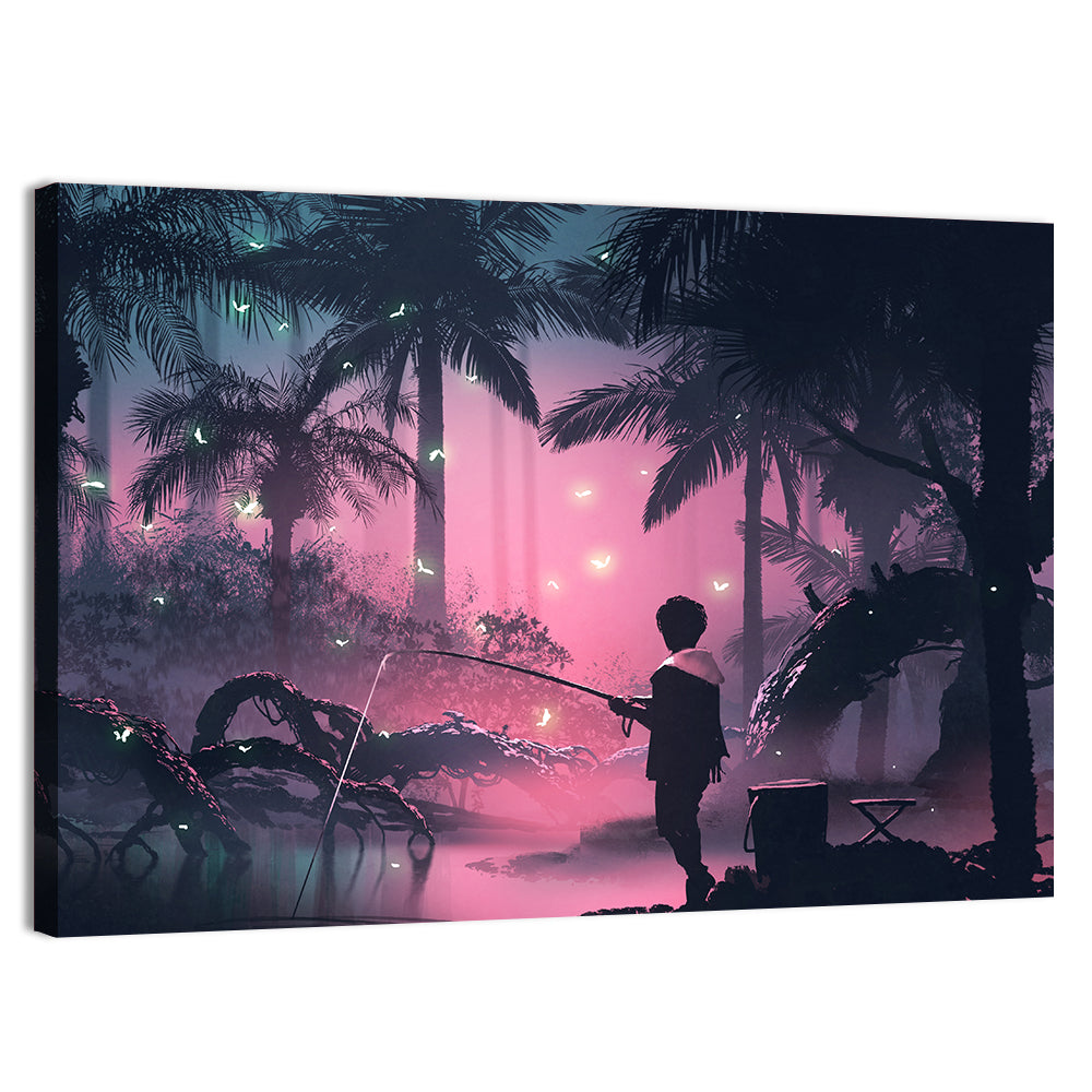 Night Swamp Fishing Wall Art