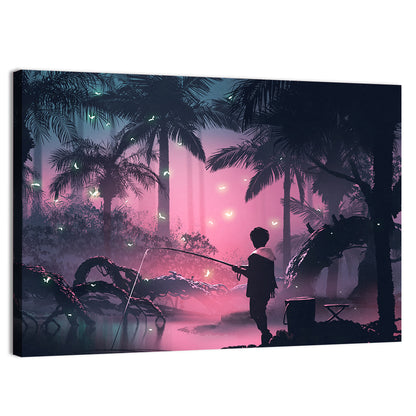 Night Swamp Fishing Wall Art
