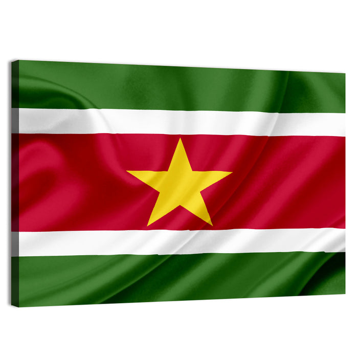 Suriname National Flag Wall Art as a canvas print