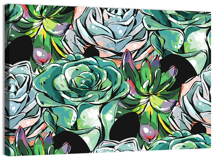 Turquoise Succulent Collage Wall Art