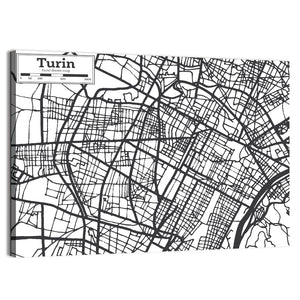 Turin City Map Wall Art