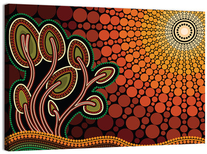 Pointillist Tree on Sunset Hill Wall Art