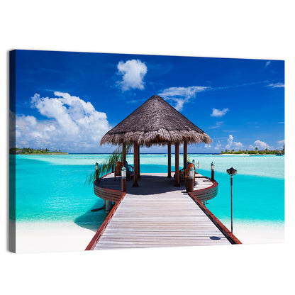 Tropical Jetty with Thatched Gazebo Wall Art