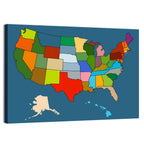 Color-blocked United States Map Wall Art