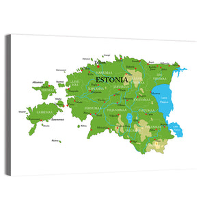 Estonia Physical map Wall Art