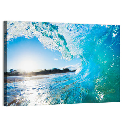 Inside a Breaking Blue Wave Wall Art