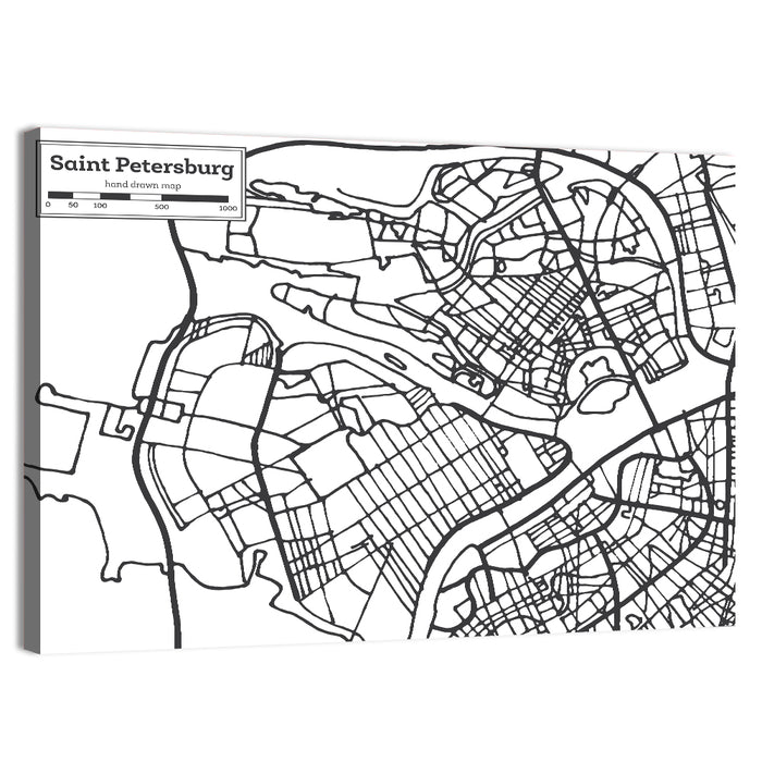 Saint Petersburg Street Plan Wall Art as a canvas print