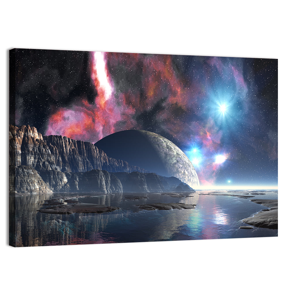 Tranquil Alien Lake Wall Art, canvas print, landscape