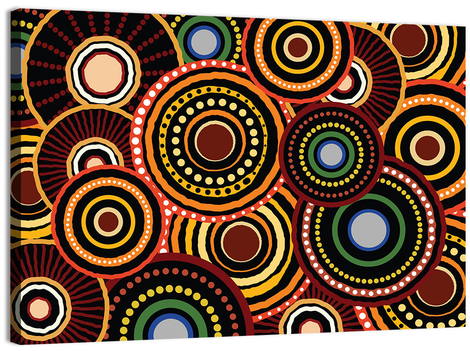 Earthy Concentric Circles Pattern Wall Art, canvas print, landscape