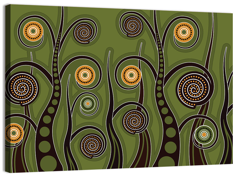 Botanical Spiral Roots Illustration Wall Art, canvas print, landscape