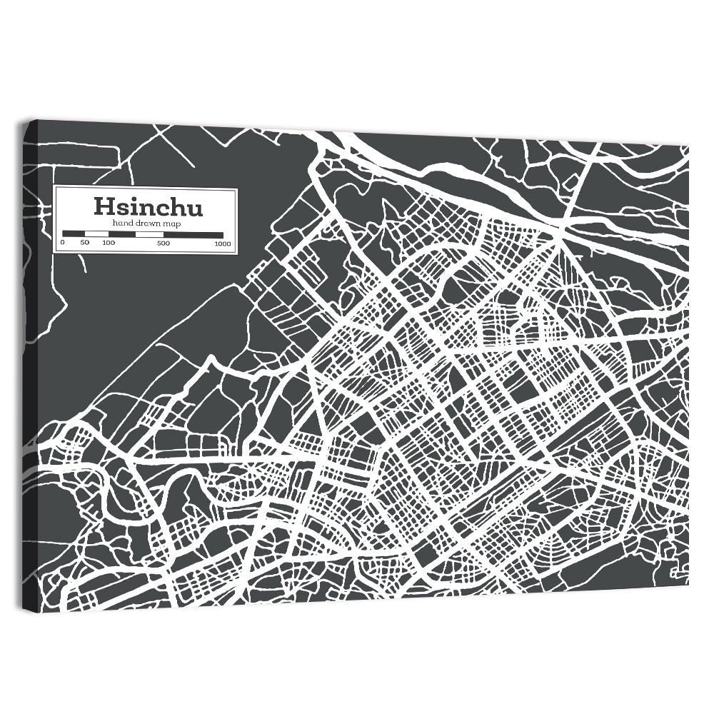 Hsinchu Street Grid Map Wall Art, canvas print, landscape
