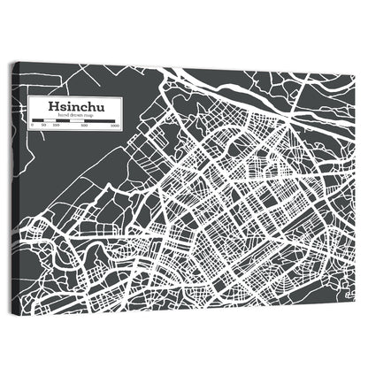 Hsinchu Street Grid Map Wall Art